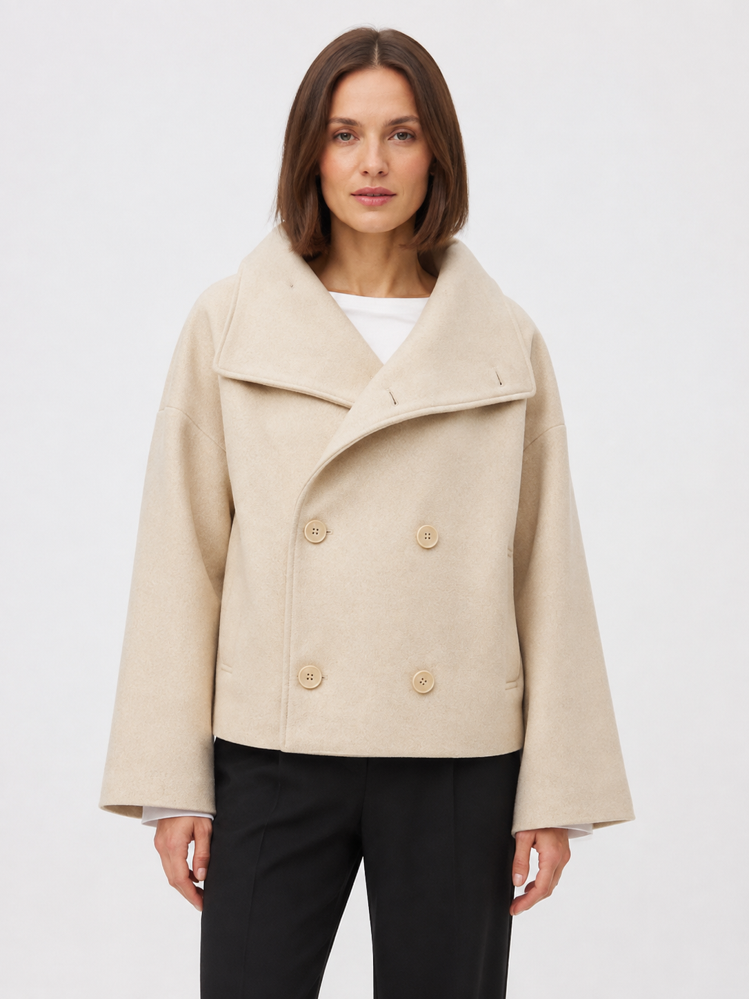 Women’s Double-Breasted Jacket with Wide Collar