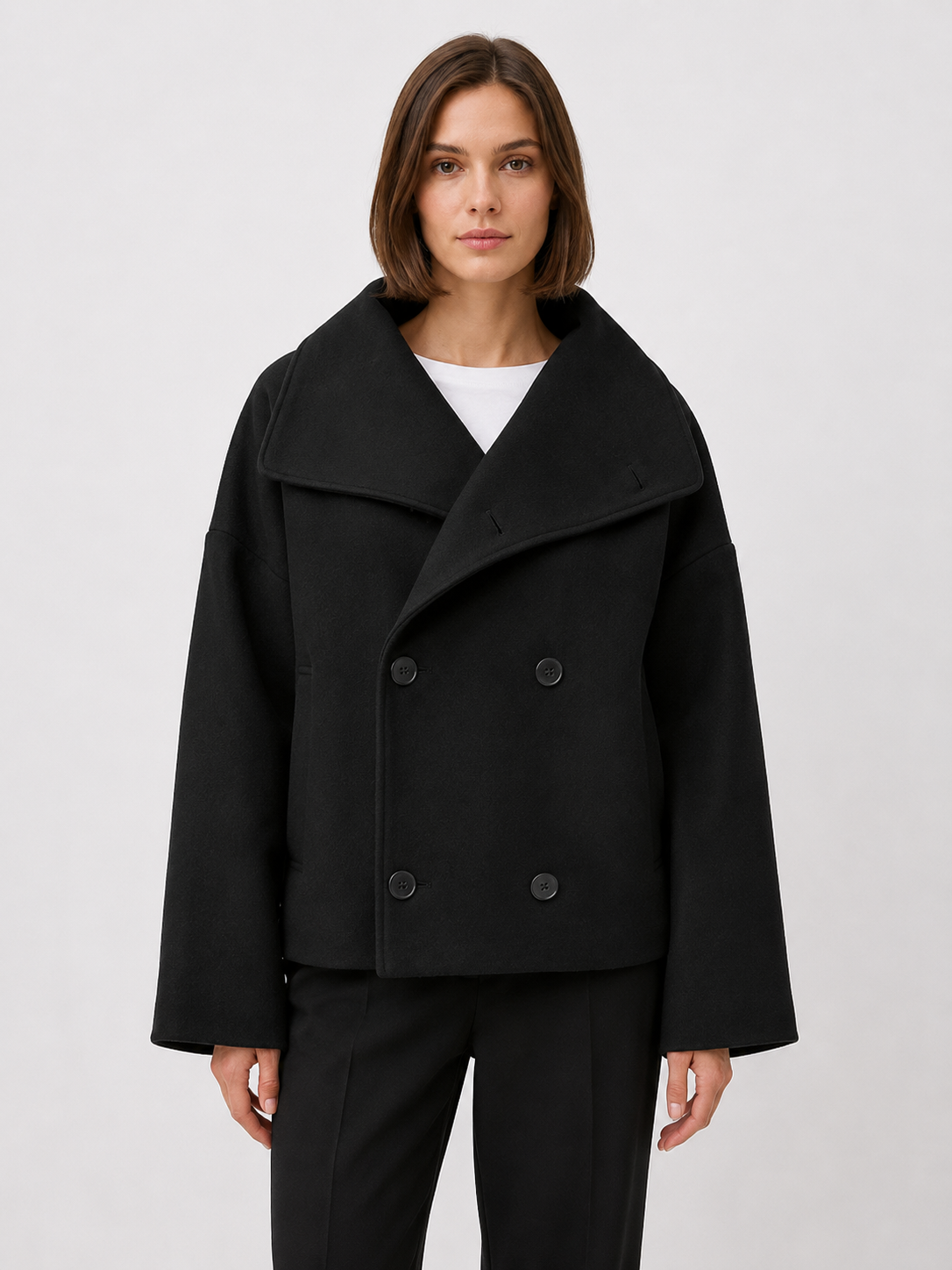 Women’s Double-Breasted Jacket with Wide Collar