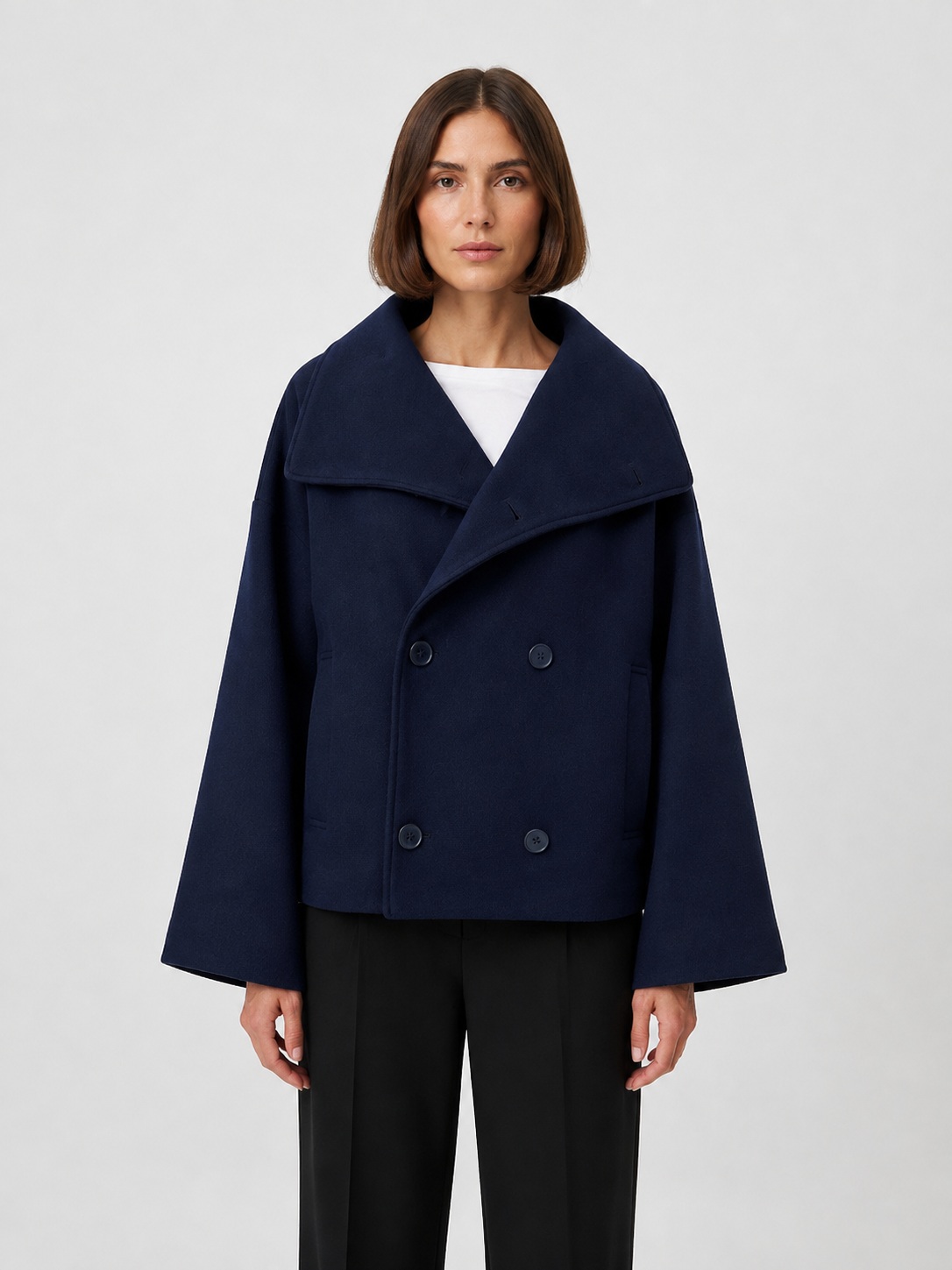 Women’s Double-Breasted Jacket with Wide Collar