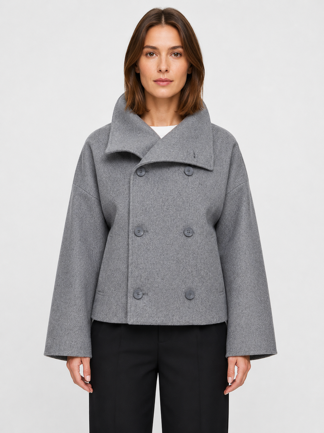 Women’s Double-Breasted Jacket with Wide Collar