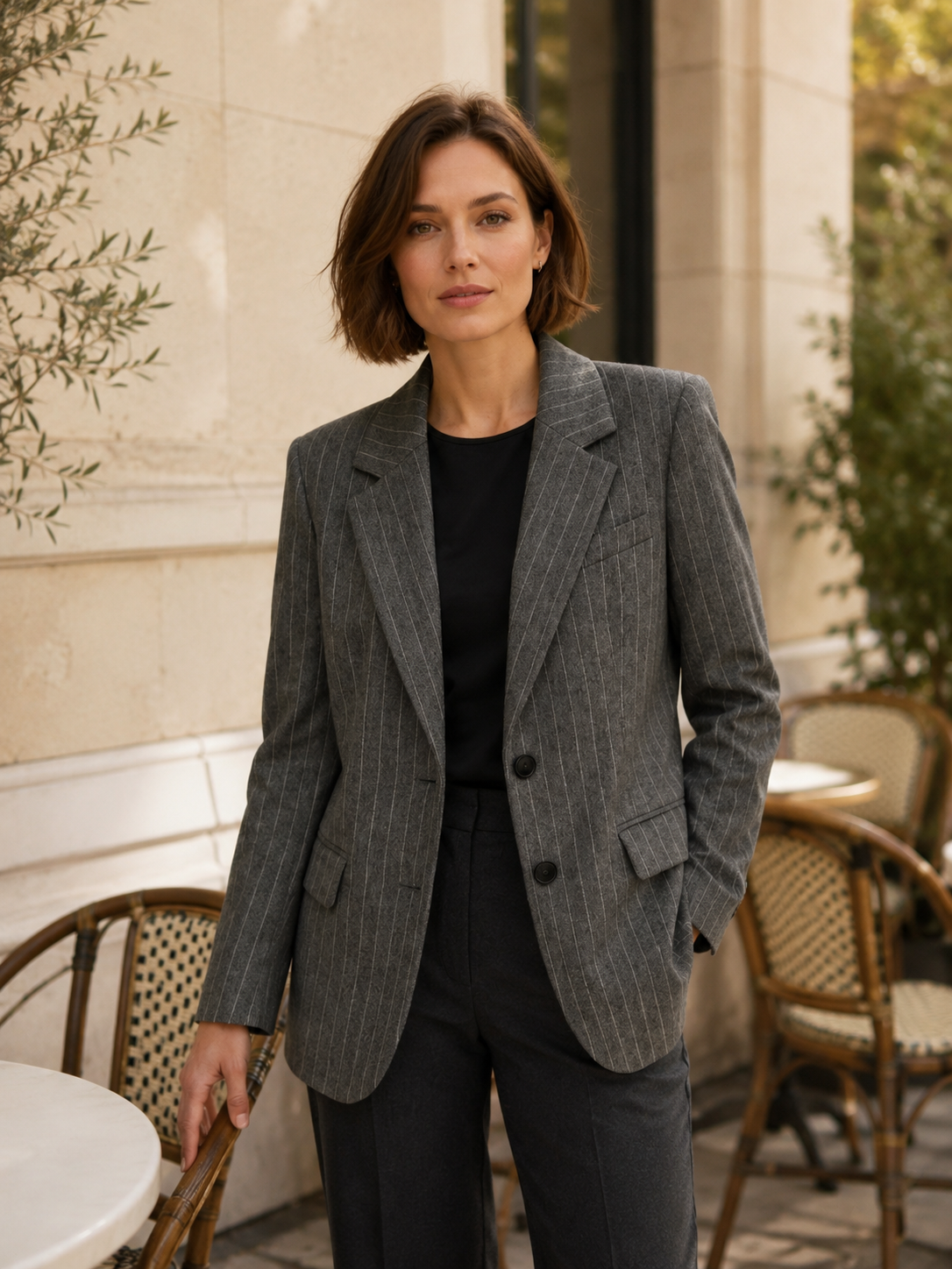 Women's Fine Stripe Wide-Fit Blazer