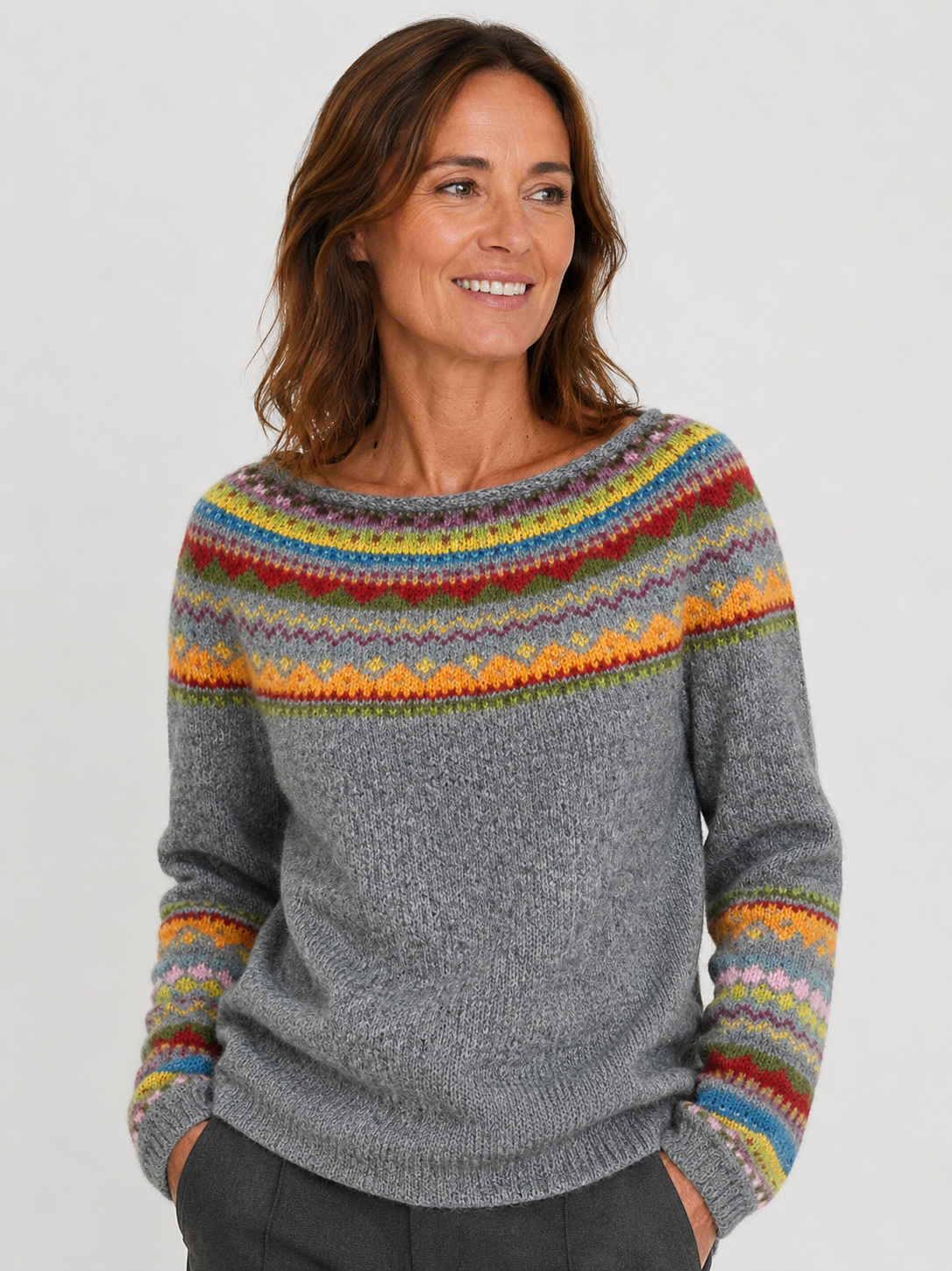 Women’s Geometric Pattern Jumper with Long Sleeves