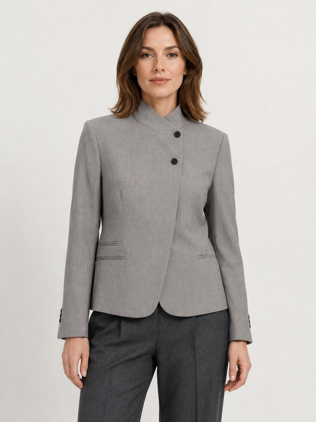 Women's High-Neck Asymmetric Jacket