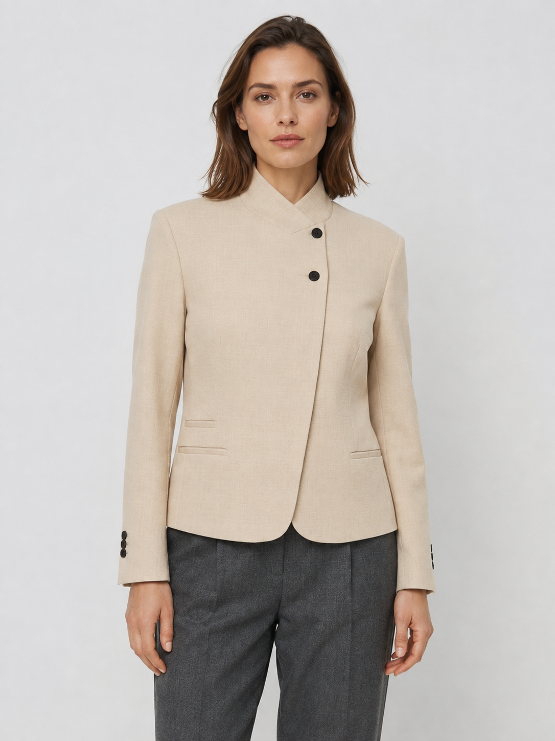 Women's High-Neck Asymmetric Jacket
