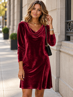 Women's High-Neck Long-Sleeve Midi Dress