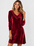 Women's High-Neck Long-Sleeve Midi Dress
