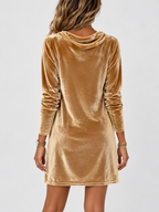 Women's High-Neck Long-Sleeve Midi Dress