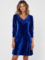 Women's High-Neck Long-Sleeve Midi Dress