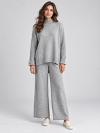 Women's High-Neck Pullover Top and Trousers Set