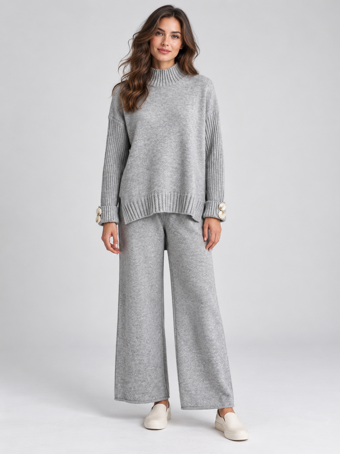 Women's High-Neck Pullover Top and Trousers Set