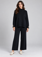 Women's High-Neck Pullover Top and Trousers Set