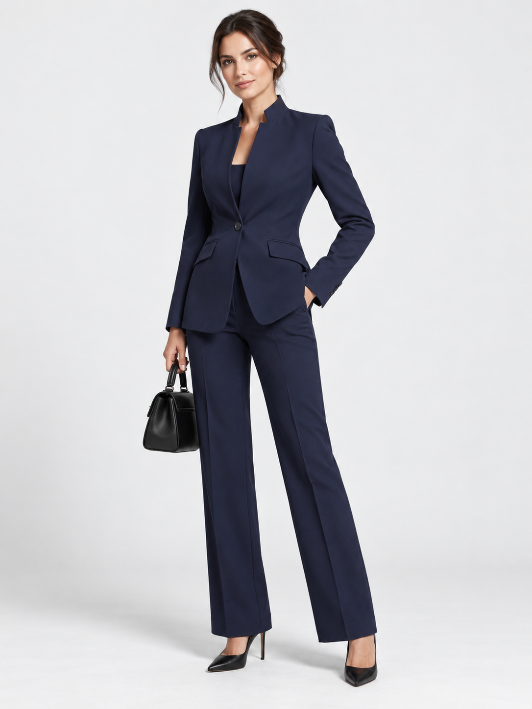 Women's High-Neck Structured Tailored Set