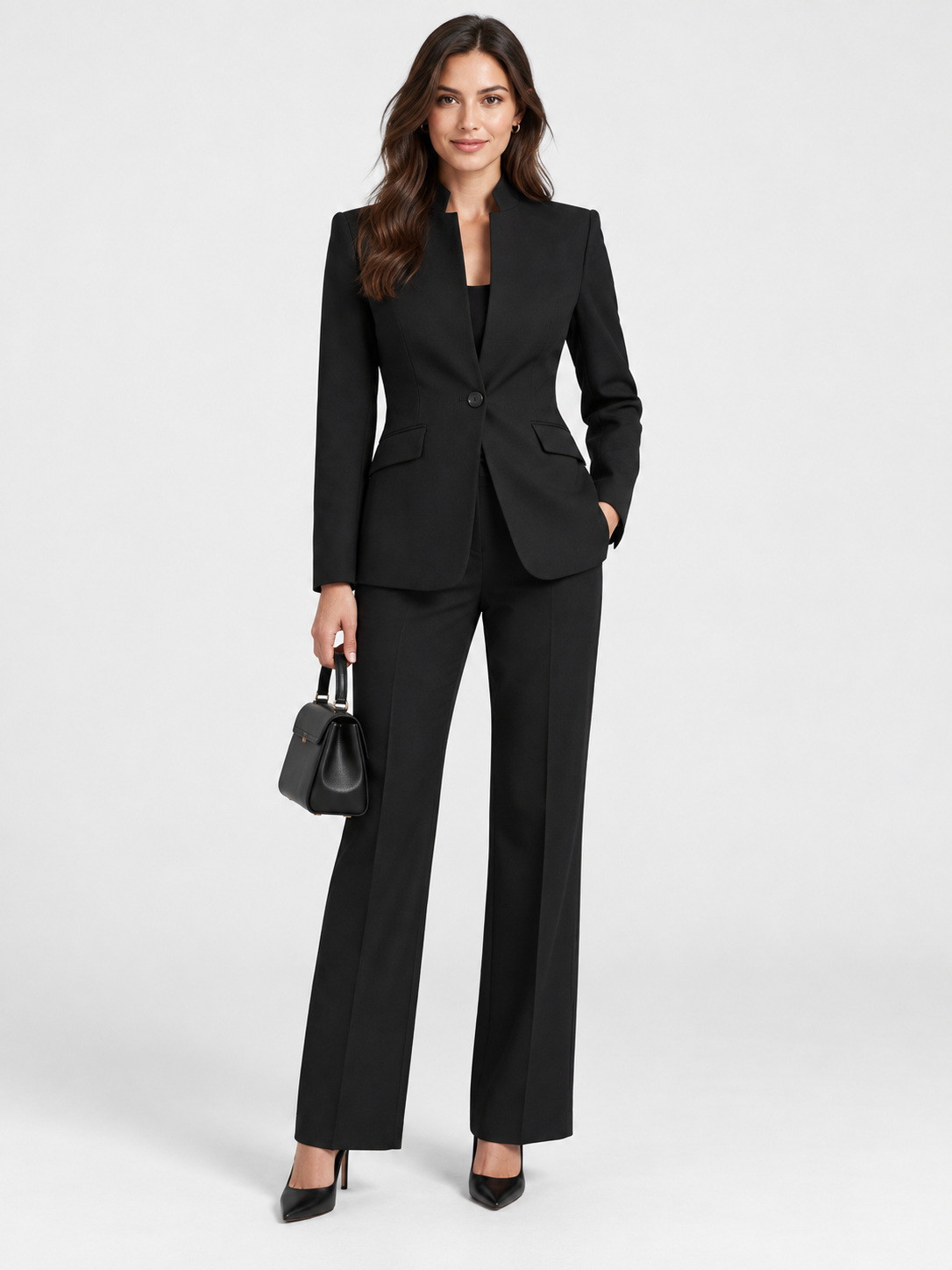 Women's High-Neck Structured Tailored Set