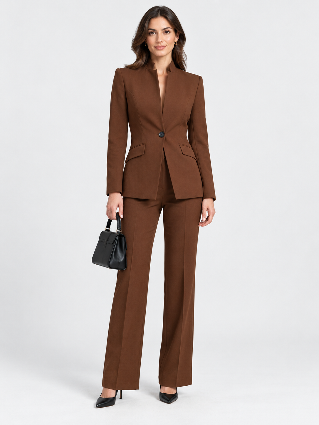 Women's High-Neck Structured Tailored Set