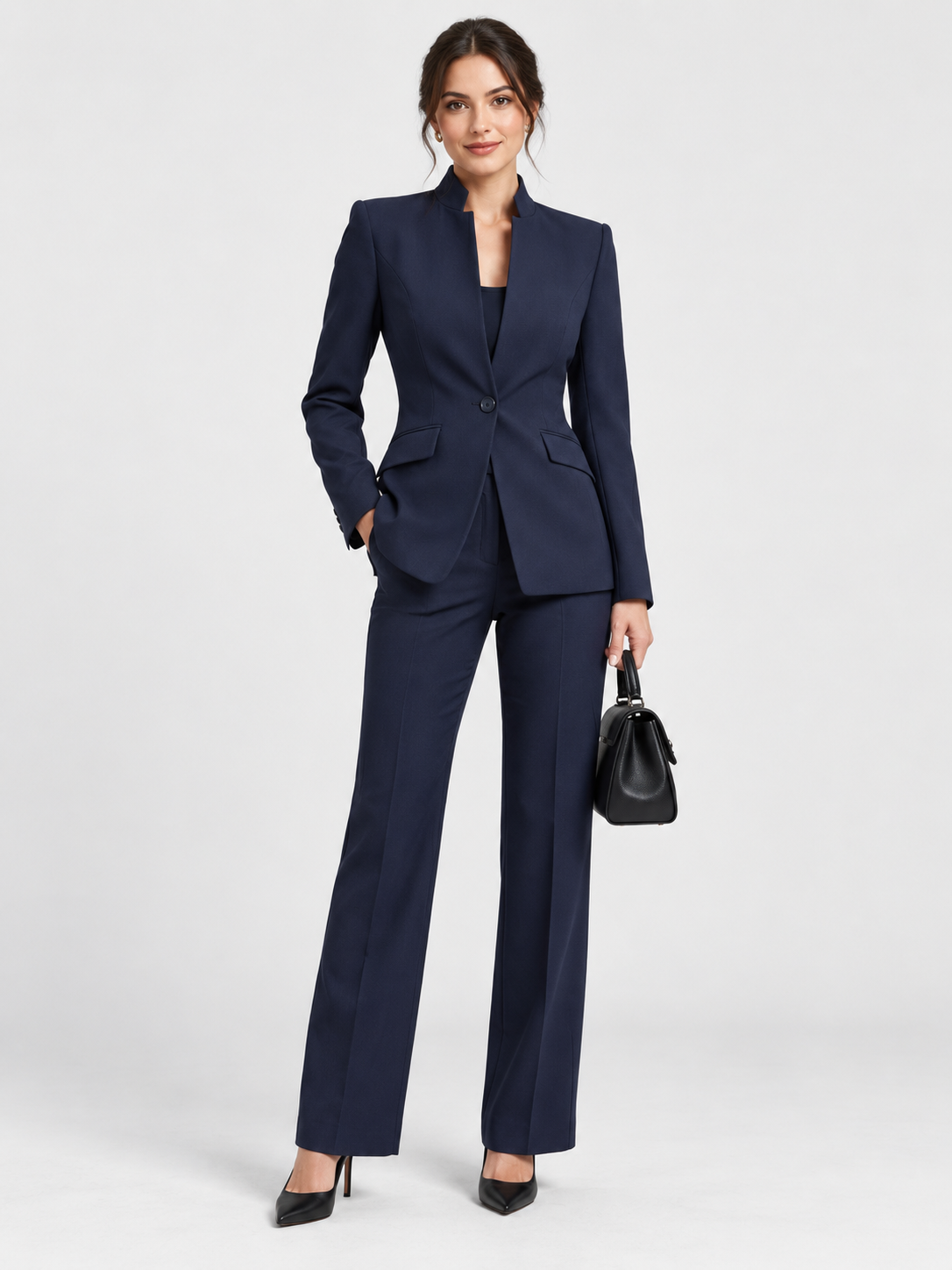 Women's High-Neck Structured Tailored Set