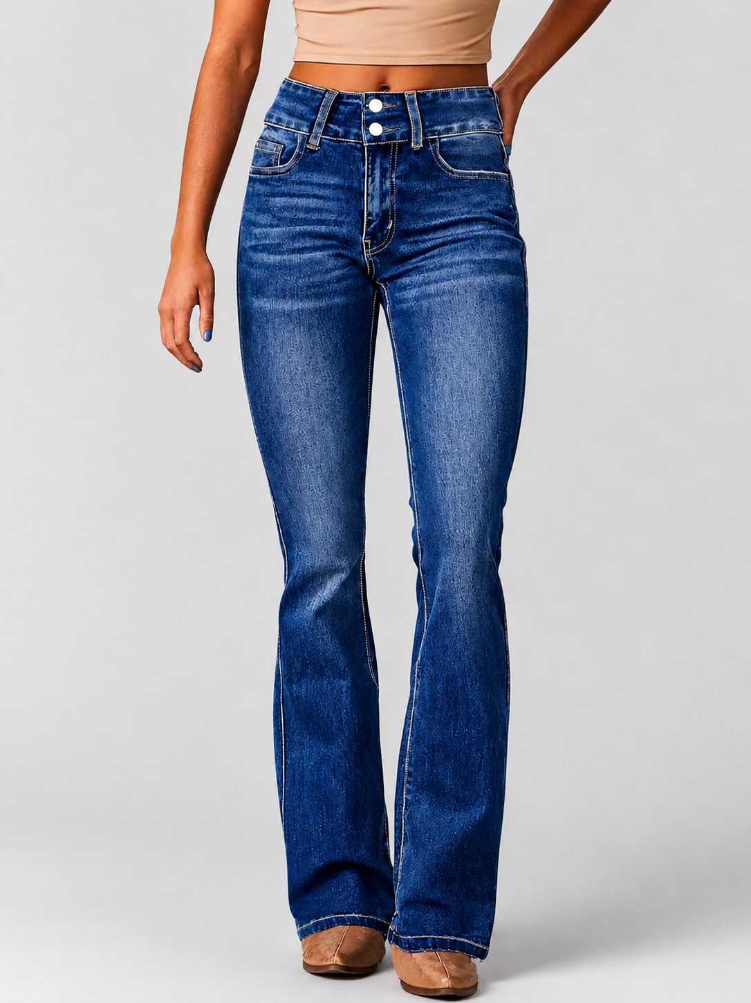 Women’s High-Waisted Flared Trousers with Front Closure