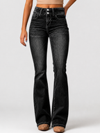 Women’s High-Waisted Flared Trousers with Front Closure