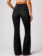 Women’s High-Waisted Flared Trousers with Front Closure