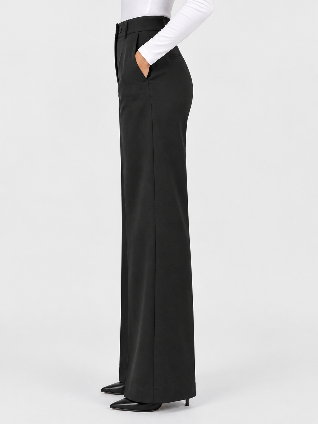 Women’s High-Waisted Wide-Leg Trousers with Front Pleats