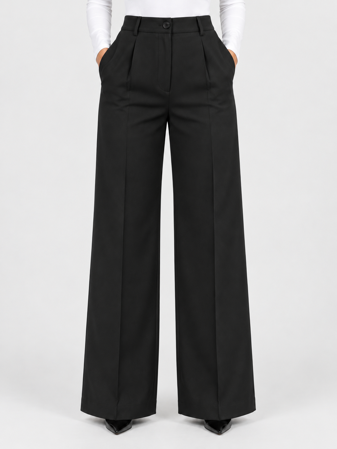Women’s High-Waisted Wide-Leg Trousers with Front Pleats