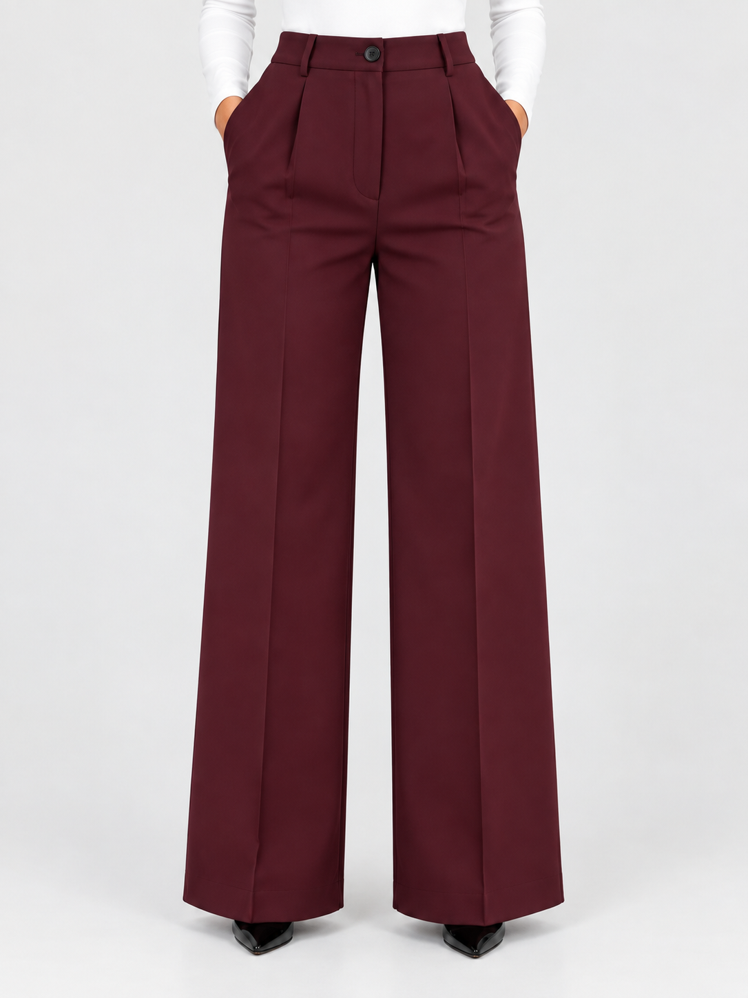 Women’s High-Waisted Wide-Leg Trousers with Front Pleats