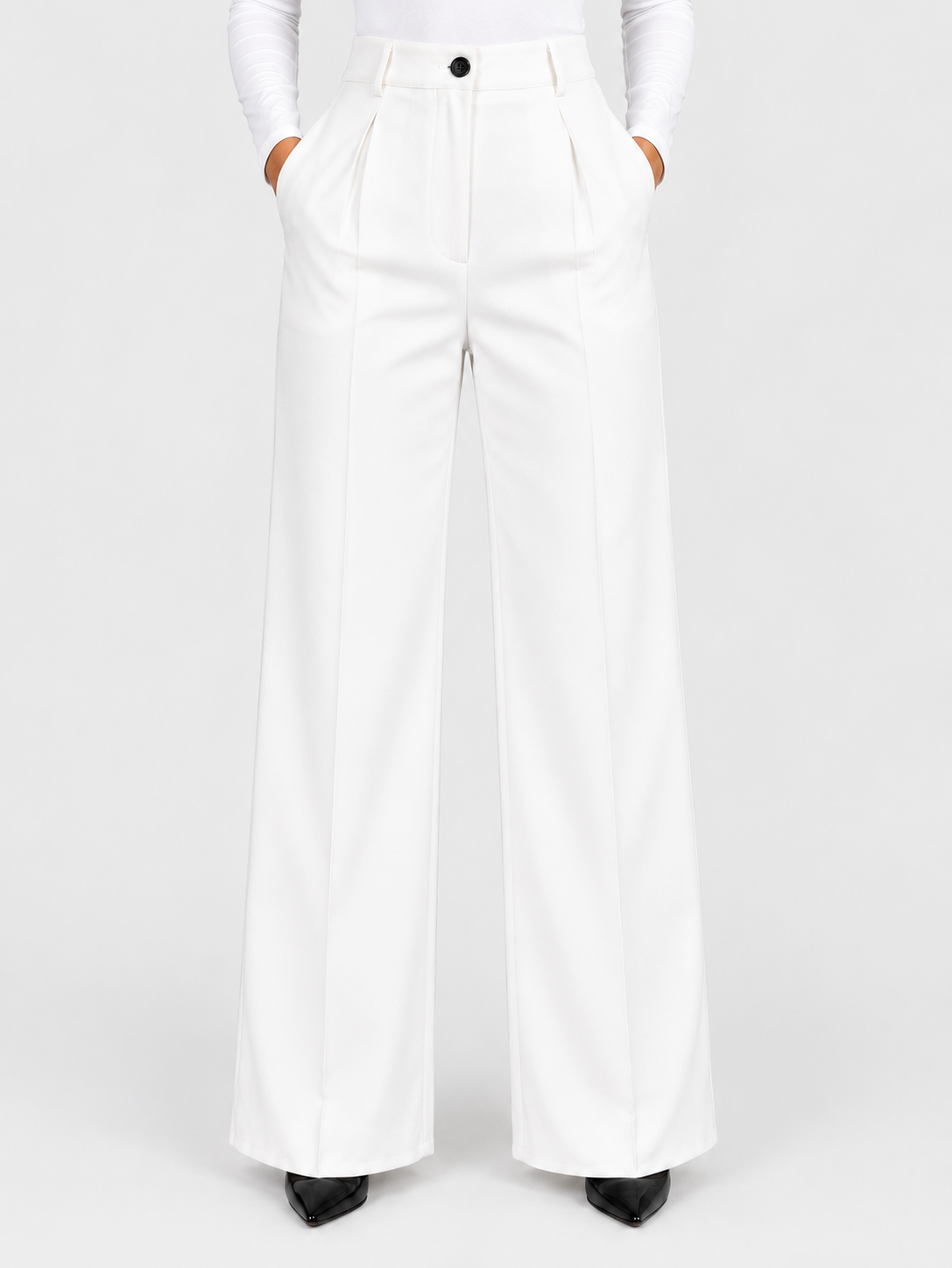 Women’s High-Waisted Wide-Leg Trousers with Front Pleats
