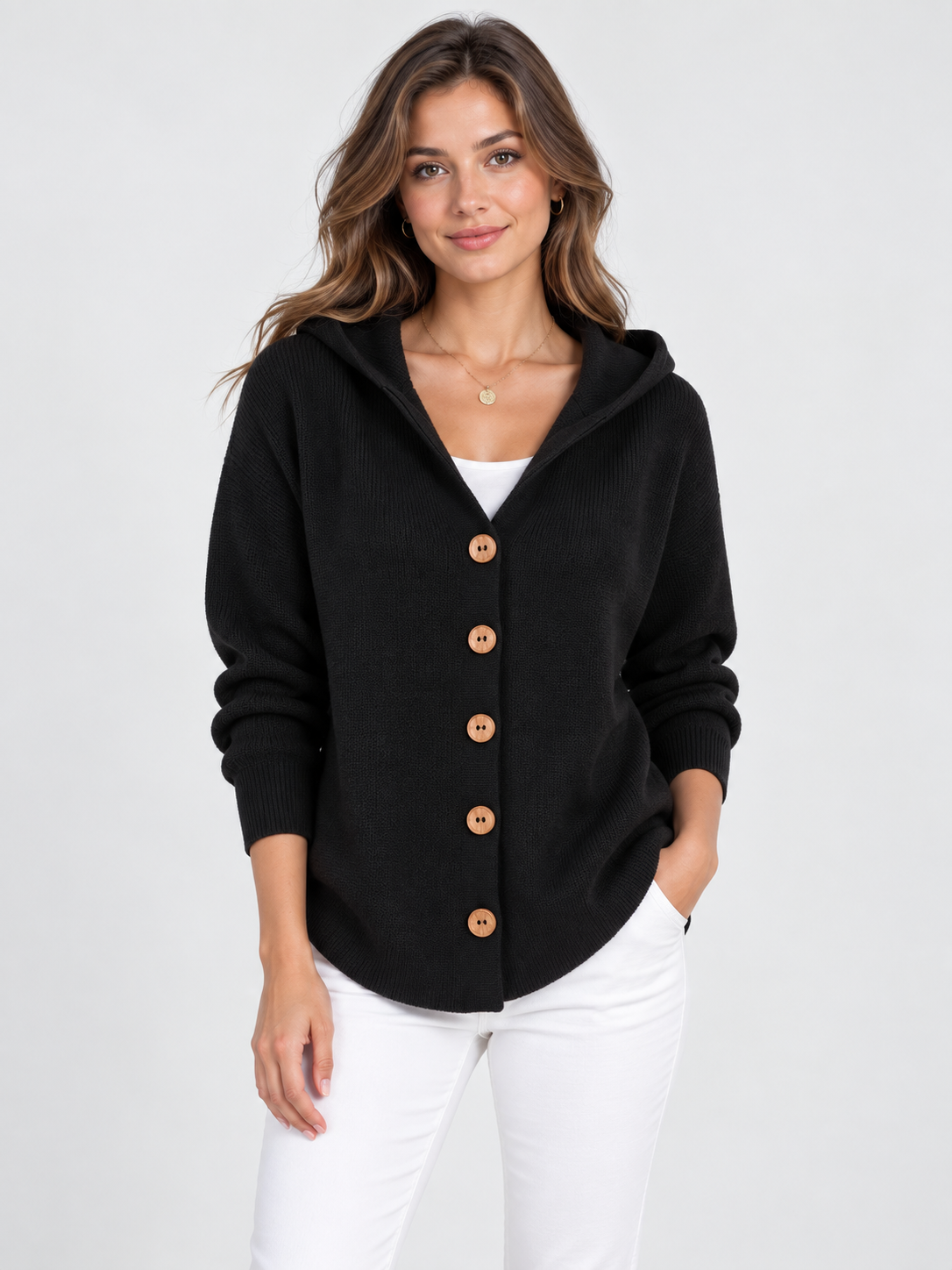 Women's Hooded Knit Cardigan