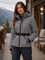 Women’s Hooded Puffer Jacket with Waist Belt