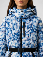 Women’s Hooded Puffer Jacket with Waist Belt