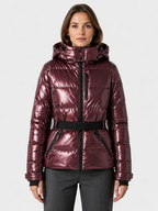 Women’s Hooded Puffer Jacket with Waist Belt