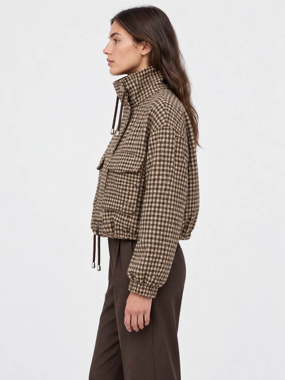 Women's Houndstooth Cropped Jacket