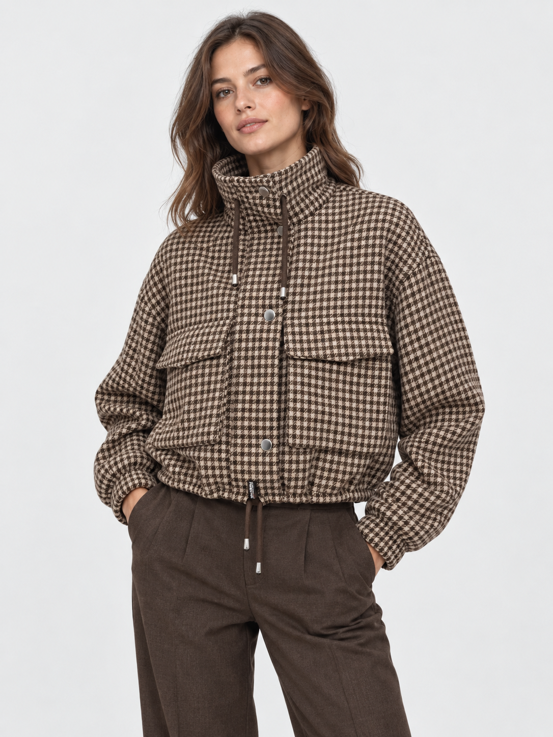 Women's Houndstooth Cropped Jacket