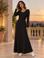 Women's Long-Sleeve A-Line Knit Dress