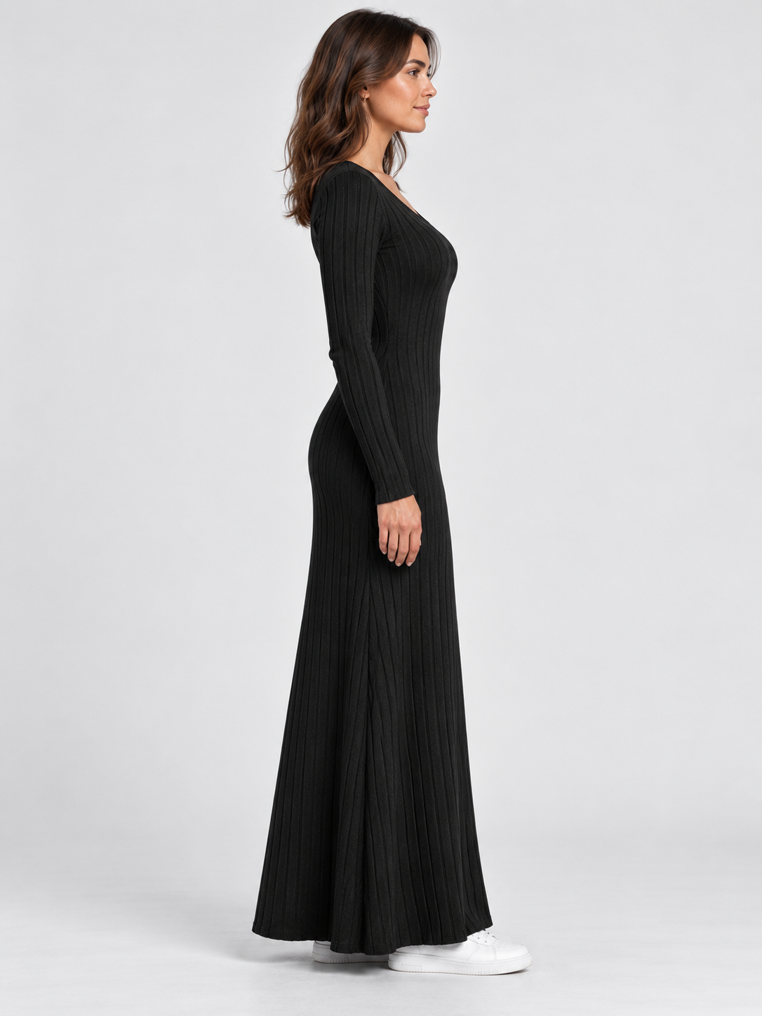 Women's Long-Sleeve A-Line Knit Dress