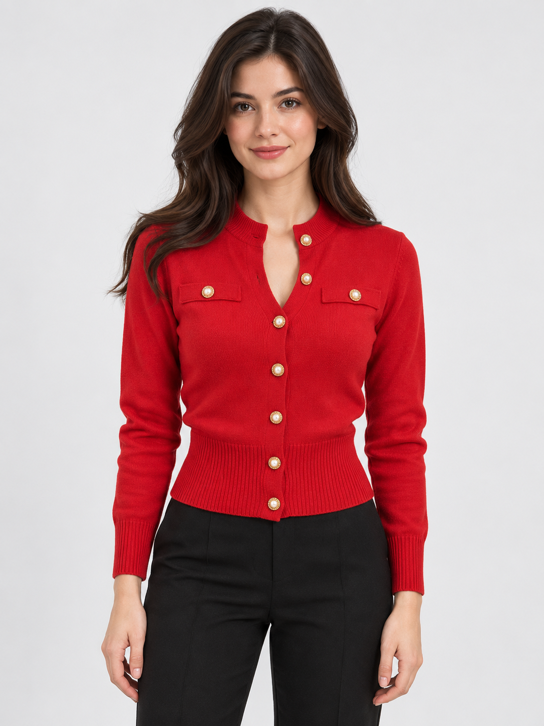 Women's Long-Sleeve Single-Breasted Knitted Cardigan