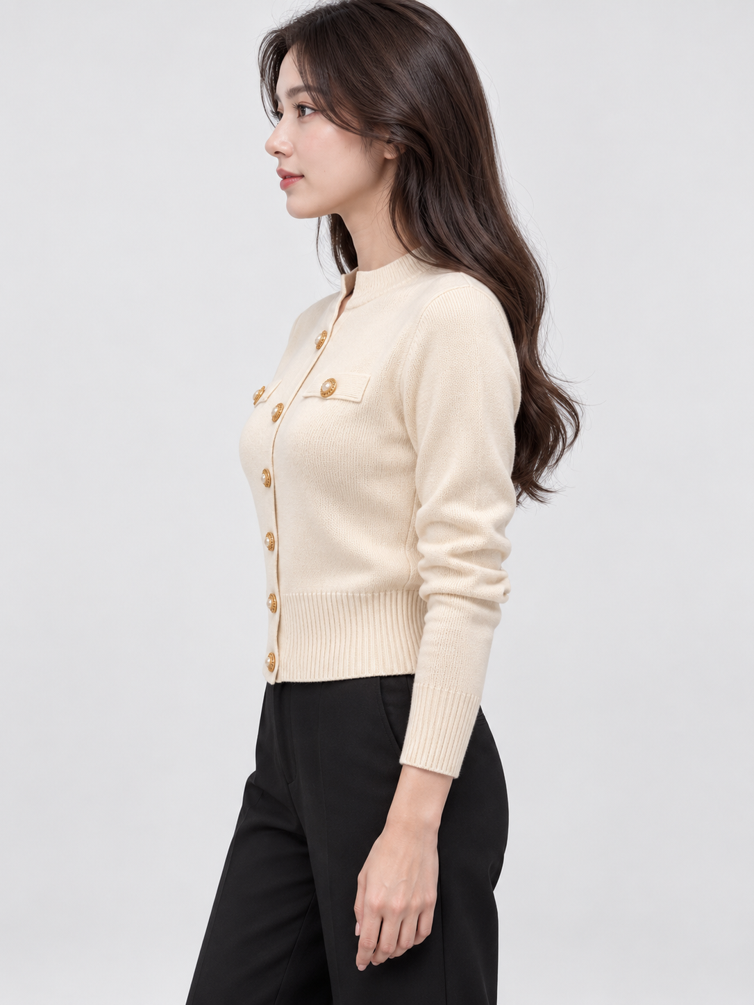 Women's Long-Sleeve Single-Breasted Knitted Cardigan