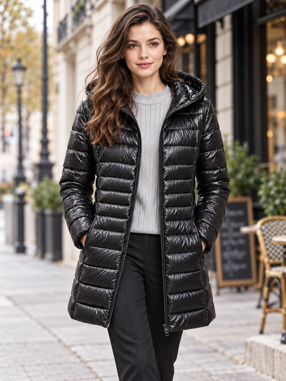 Women's Long Hooded Down Coat