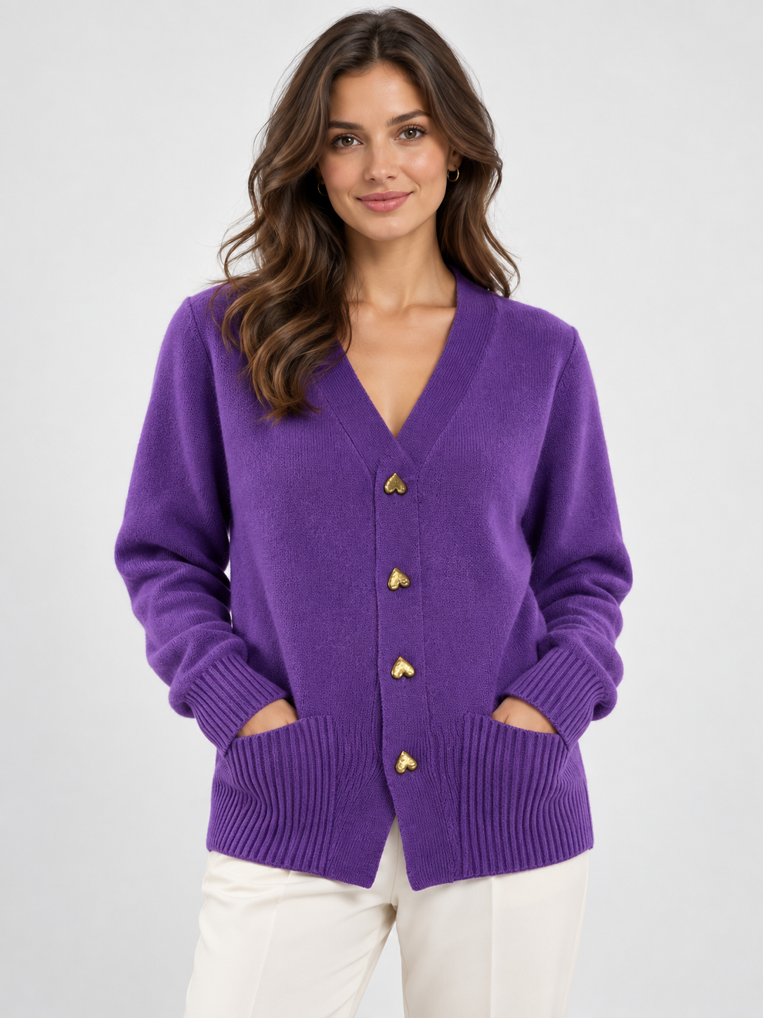 Women's Long Sleeve V-Neck Knit Cardigan