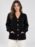Women's Long Sleeve V-Neck Knit Cardigan