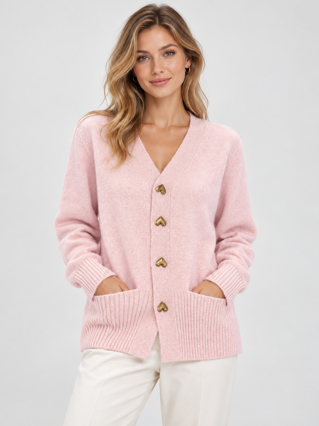 Women's Long Sleeve V-Neck Knit Cardigan