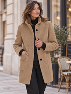 Women's Long Stand Collar Wool-Blend Coat