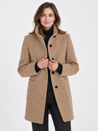 Women's Long Stand Collar Wool-Blend Coat