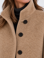 Women's Long Stand Collar Wool-Blend Coat