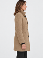Women's Long Stand Collar Wool-Blend Coat