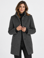 Women's Long Stand Collar Wool-Blend Coat