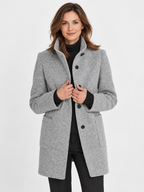 Women's Long Stand Collar Wool-Blend Coat