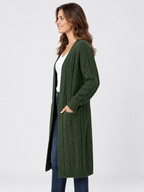 Women’s Longline Cable Knit Cardigan with Pockets