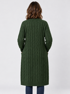 Women’s Longline Cable Knit Cardigan with Pockets