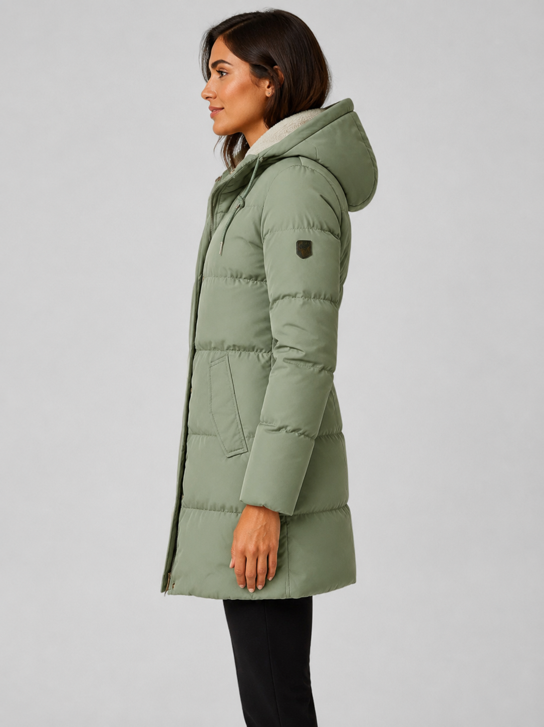 Women’s Longline Puffer Jacket with Hood