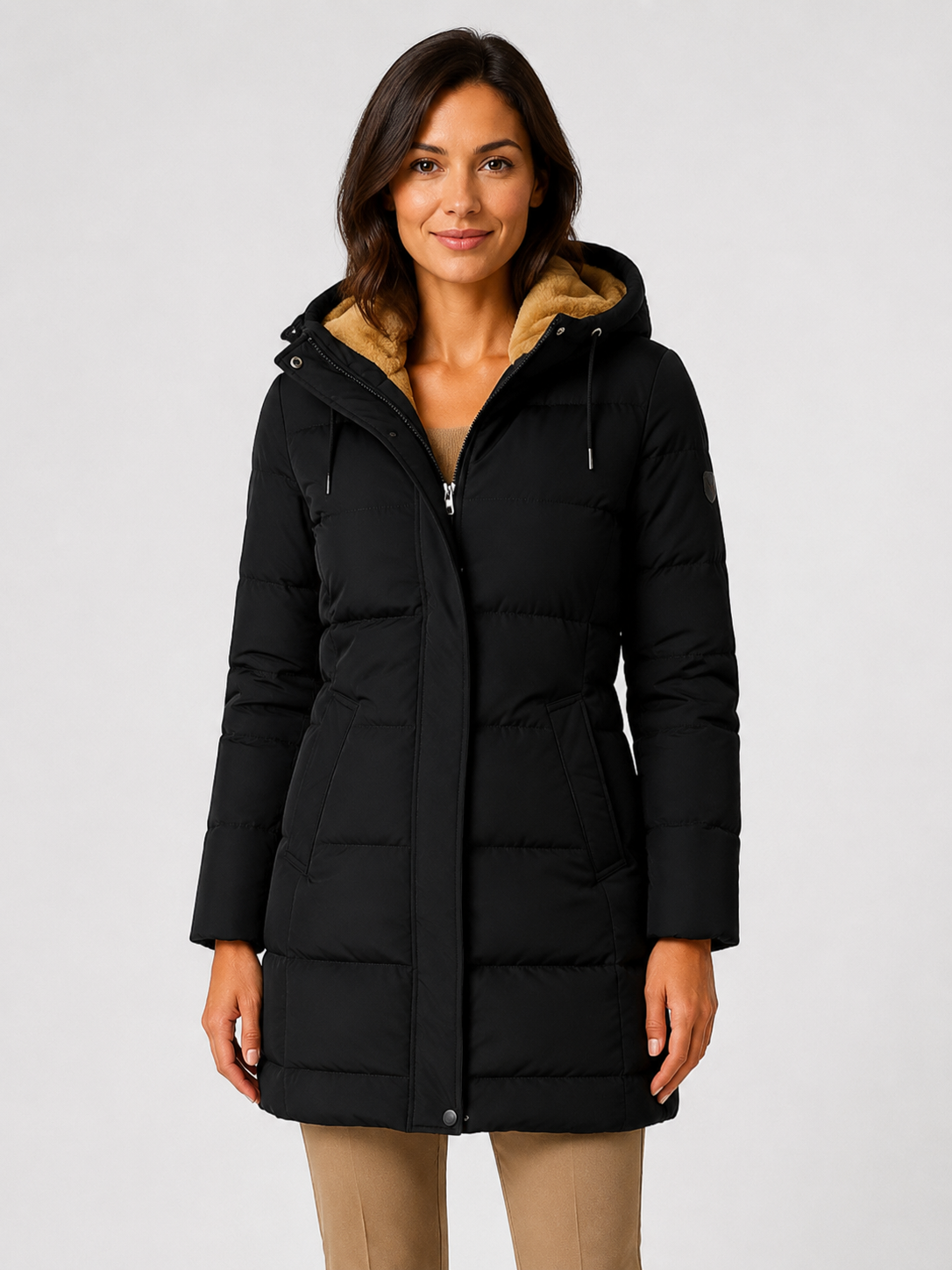 Women’s Longline Puffer Jacket with Hood